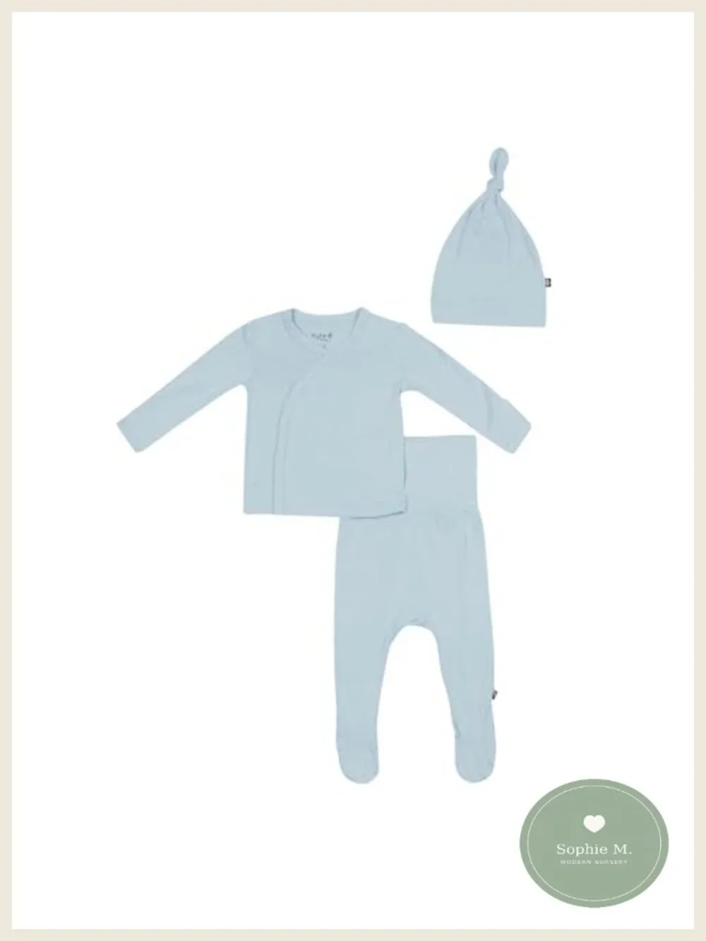 Newborn Take Me Home Set with Knotted Cap, Rayon from Bamboo, Footed Pants,